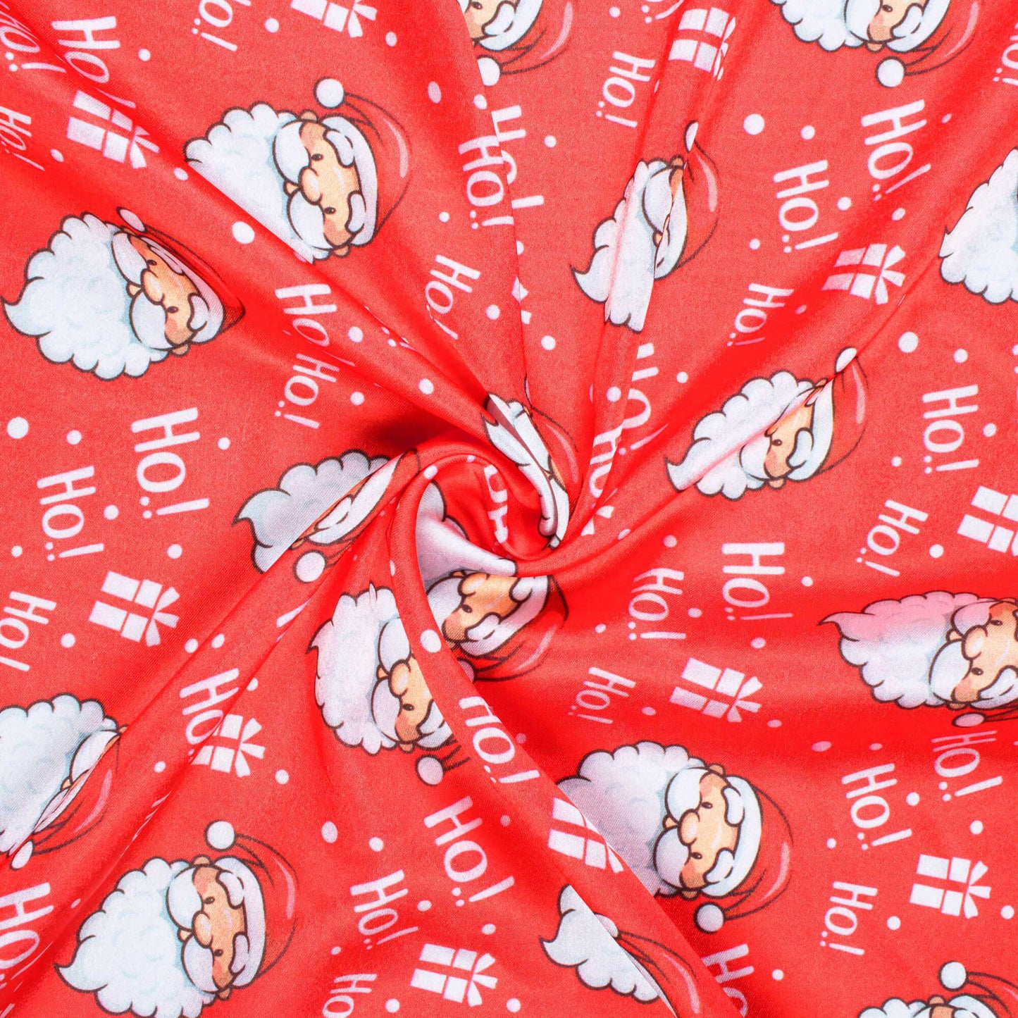 Red And White Christmas Pattern Digital Print Japan Satin Fabric - Fabcurate