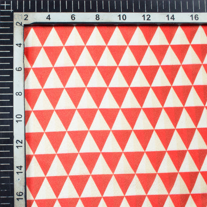 Red And Oyster Cream Christmas Pattern Digital Print Crepe Silk Fabric - Fabcurate