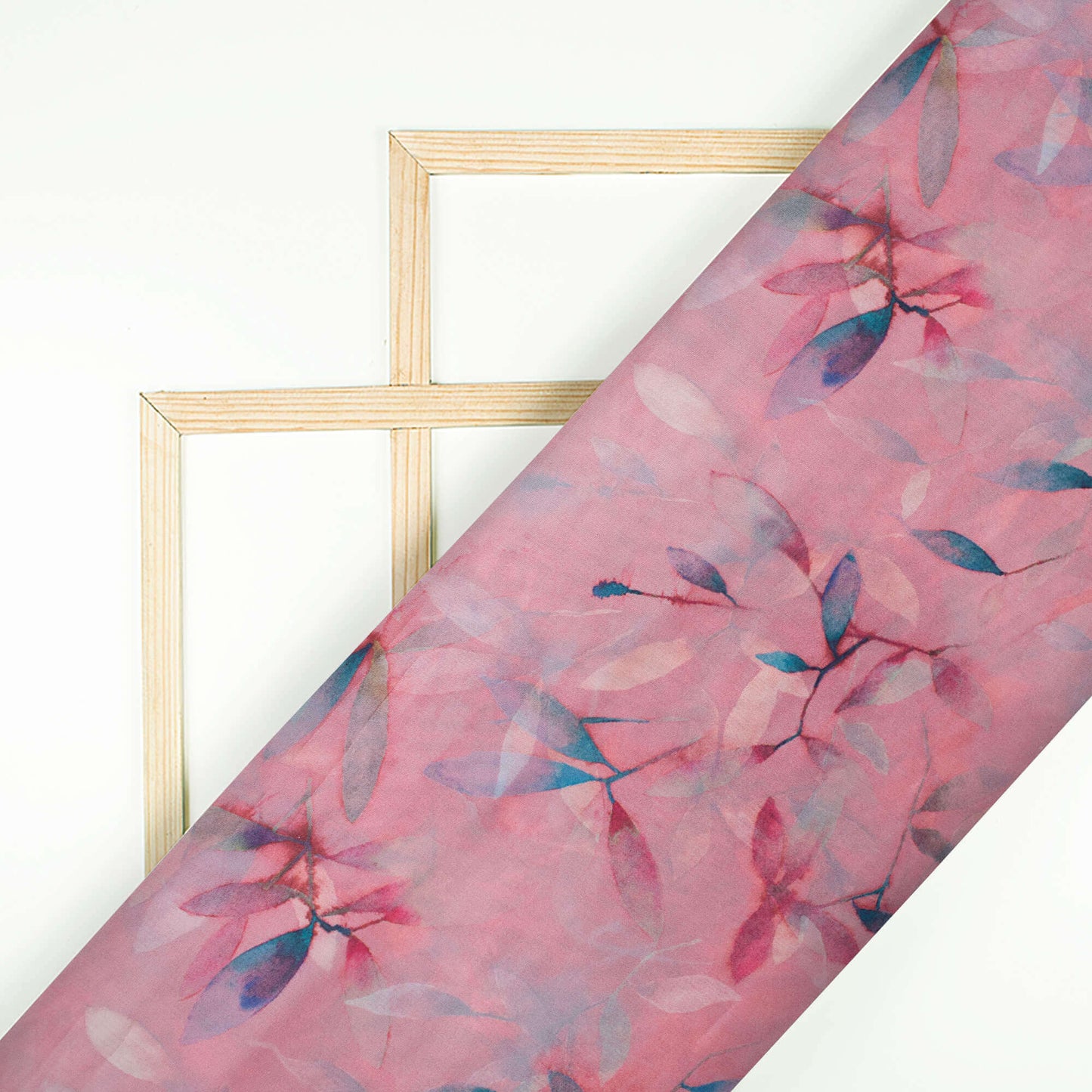 Pastel Pink And Maroon Floral Pattern Digital Print Premium Liquid Organza Fabric - Fabcurate