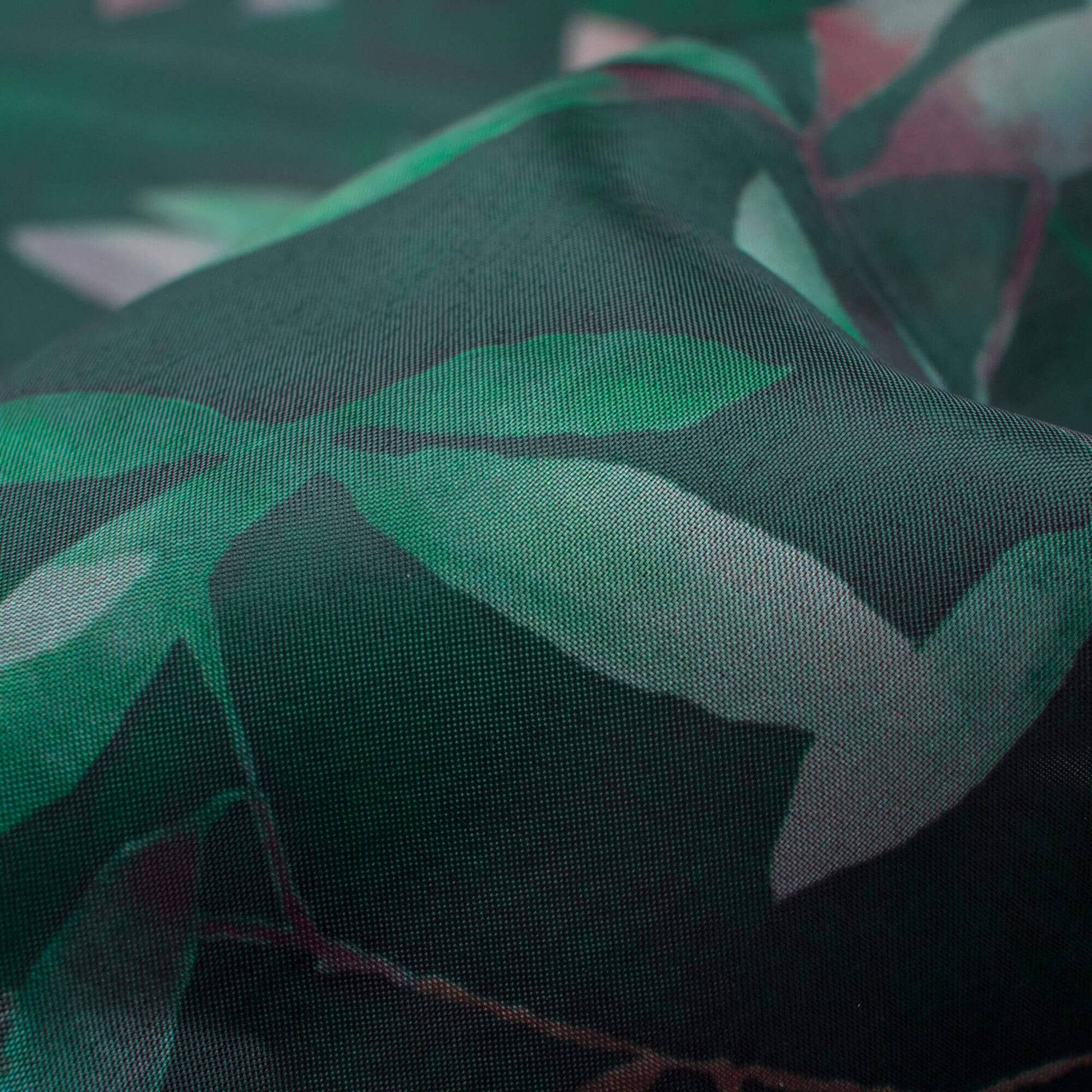 Dark Green And Peach Floral Pattern Digital Print Premium Liquid Organza Fabric - Fabcurate