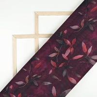 Wine Purple And Red Floral Pattern Digital Print  Organza Satin Fabric