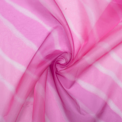 Pink Leheriya Pattern Digital Print Premium Liquid Organza Fabric - Fabcurate