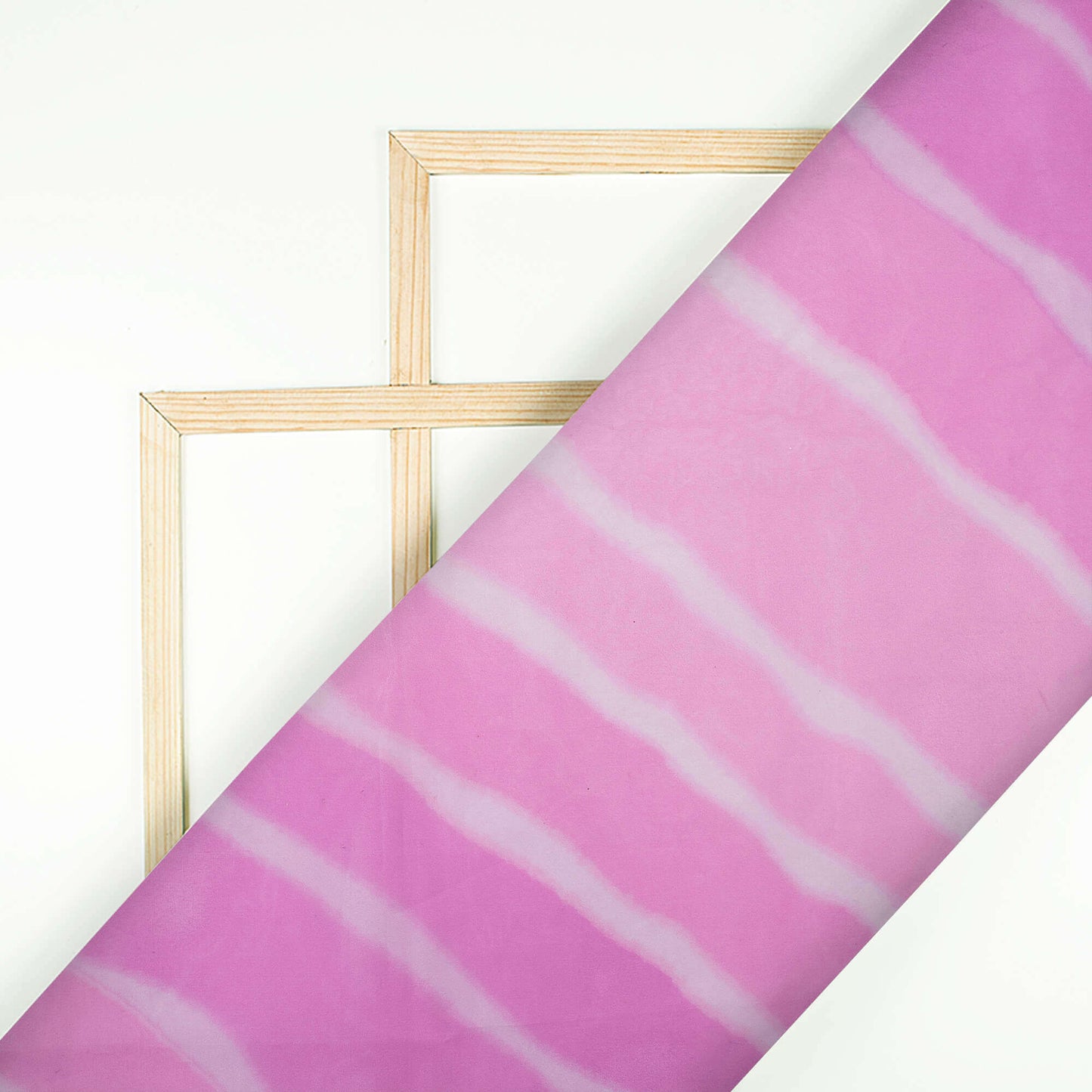Pink Leheriya Pattern Digital Print Premium Liquid Organza Fabric - Fabcurate