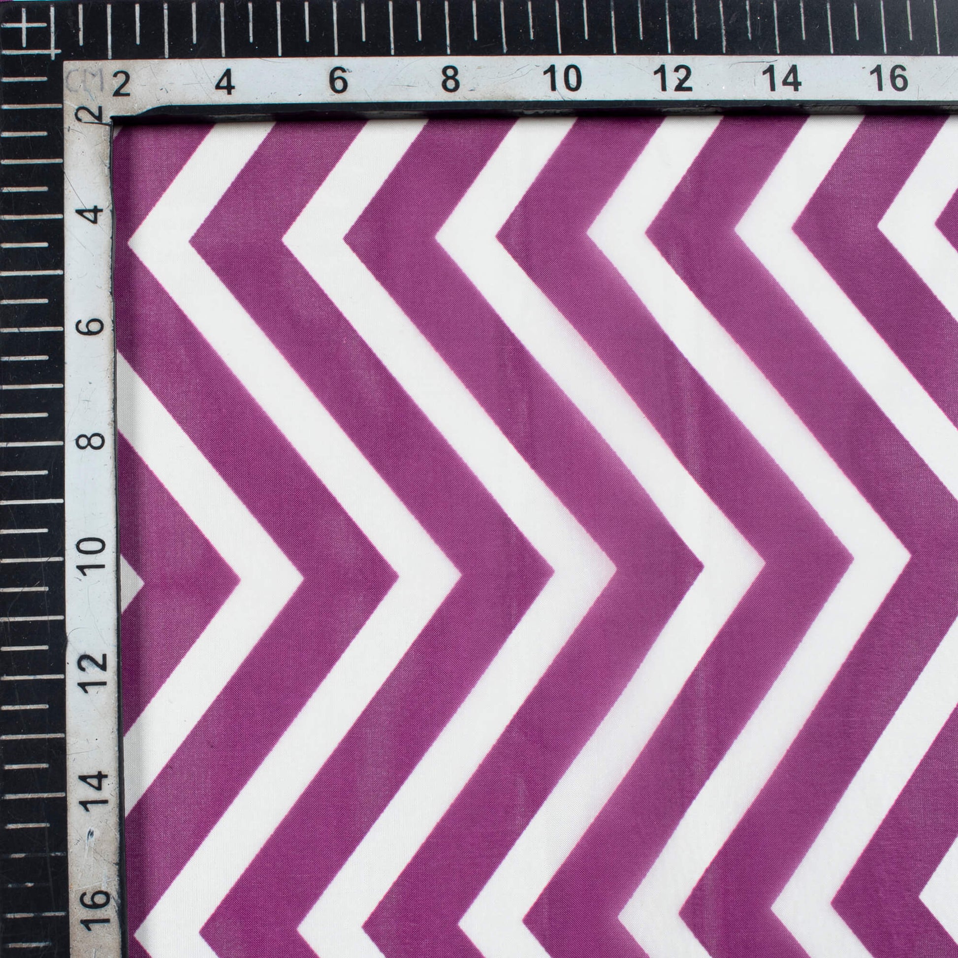 Grape Purple And White Chevron Pattern Digital Print Premium Liquid Organza Fabric - Fabcurate