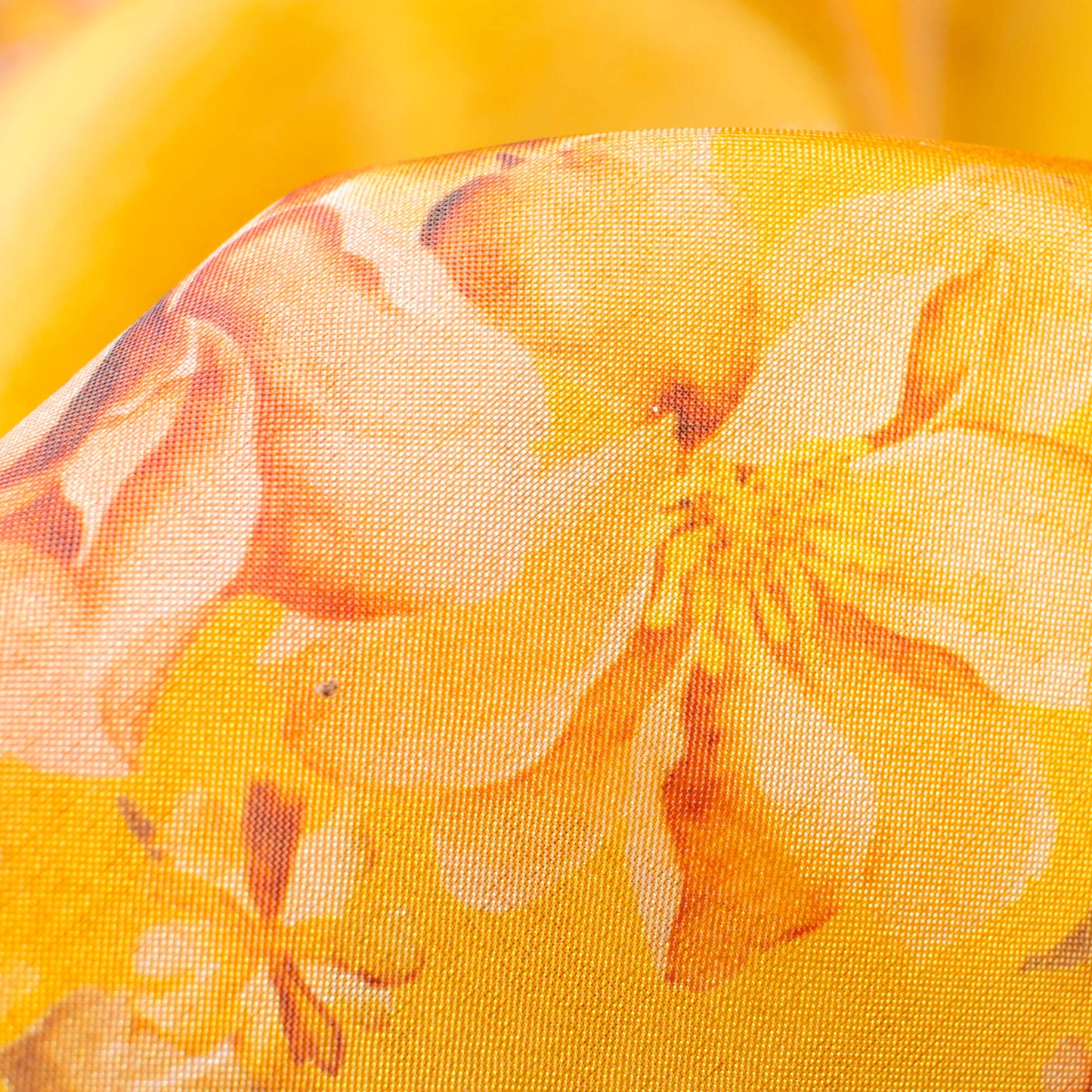 Dijjon Yellow And Pink Floral Pattern Digital Print Premium Liquid Organza Fabric - Fabcurate