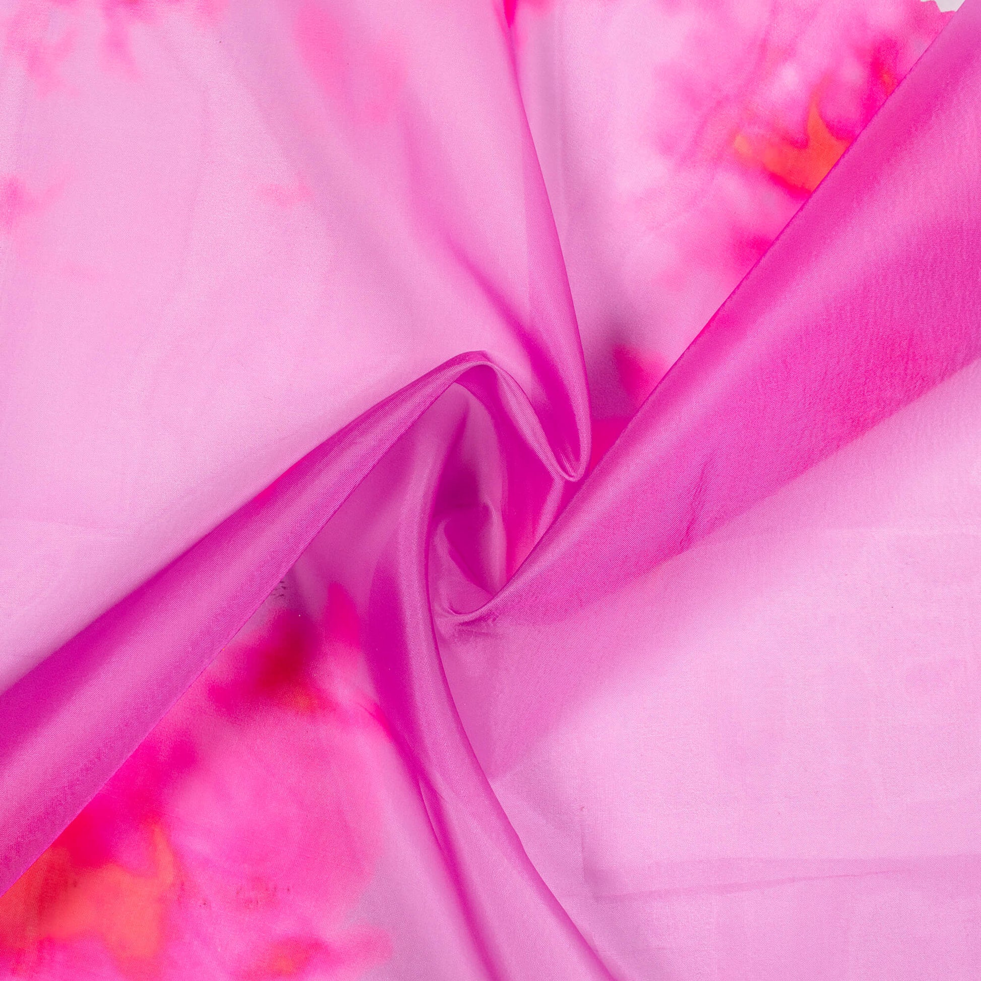 Pink And Fuchsia Abstract Pattern Digital Print Premium Liquid Organza Fabric - Fabcurate