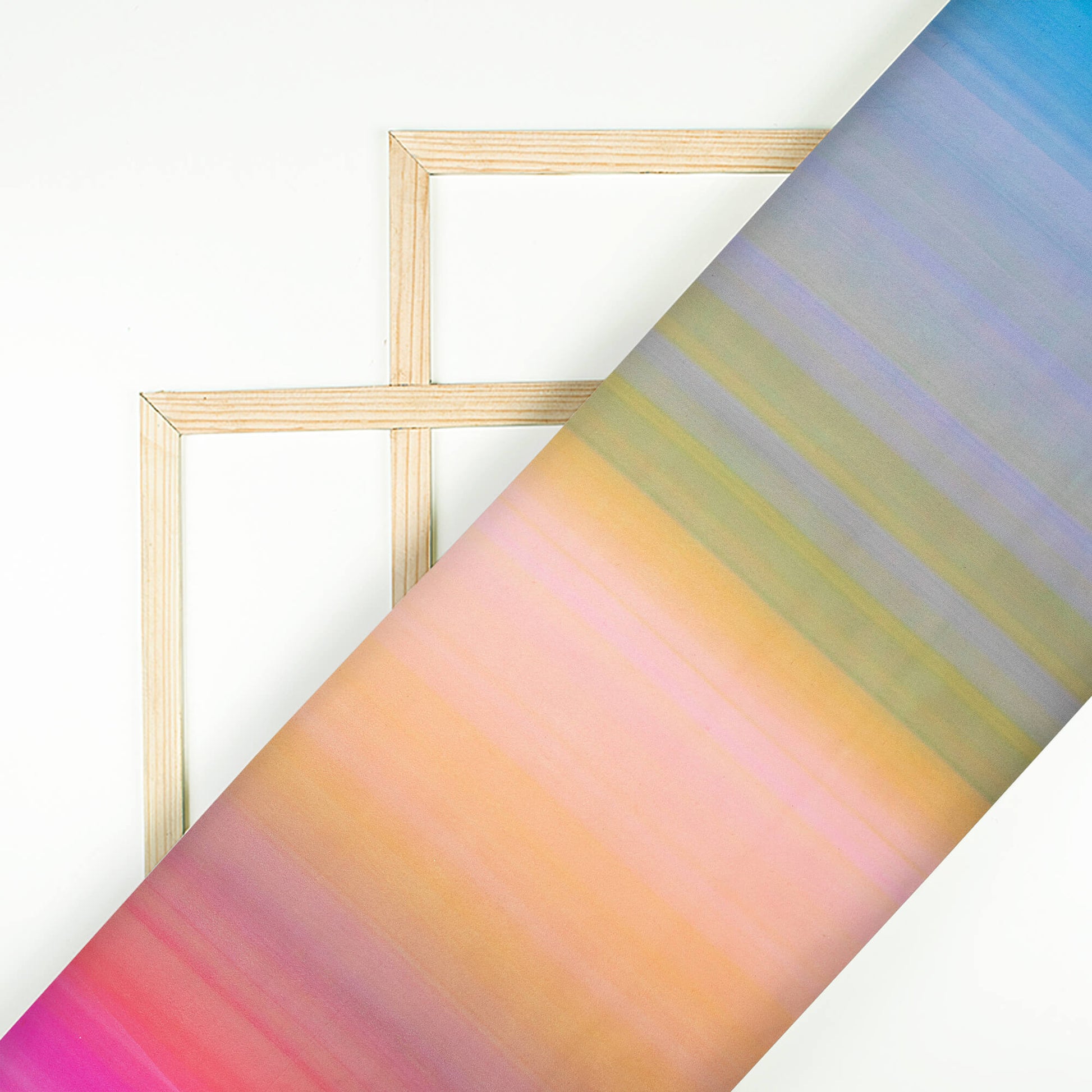 Multi-Color Stripes Pattern Digital Print Premium Liquid Organza Fabric - Fabcurate