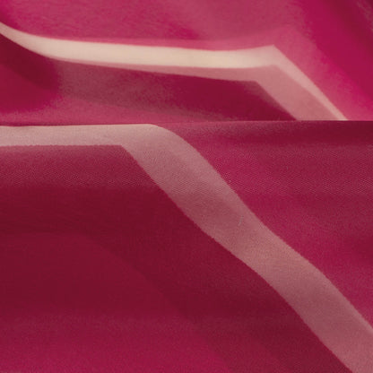 Cerise Pink And White Chevron Pattern Digital Print Organza Satin Fabric