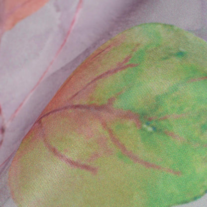 Heather Purple And Green Marble Pattern Digital Print Premium Organza Fabric - Fabcurate