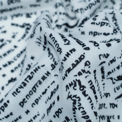 White And Black Newspaper Pattern Digital Print Rayon Fabric - Fabcurate