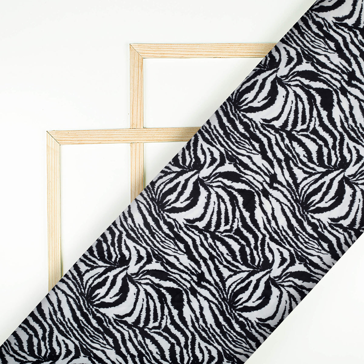 White And Black Animal Pattern Digital Print Ultra Premium Butter Crepe Fabric - Fabcurate