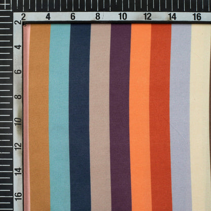 Multi-Color Stripes Pattern Digital Print Ultra Premium Butter Crepe Fabric