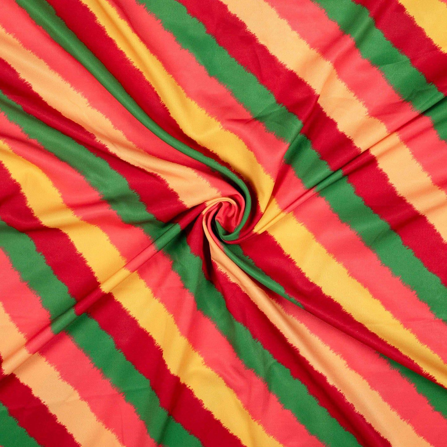 Red And Green Leheriya Pattern Digital Print Ultra Premium Butter Crepe Fabric - Fabcurate
