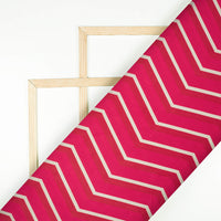 Magenta Pink And Cream Chevron Pattern Digital Print Ultra Premium Butter Crepe Fabric - Fabcurate
