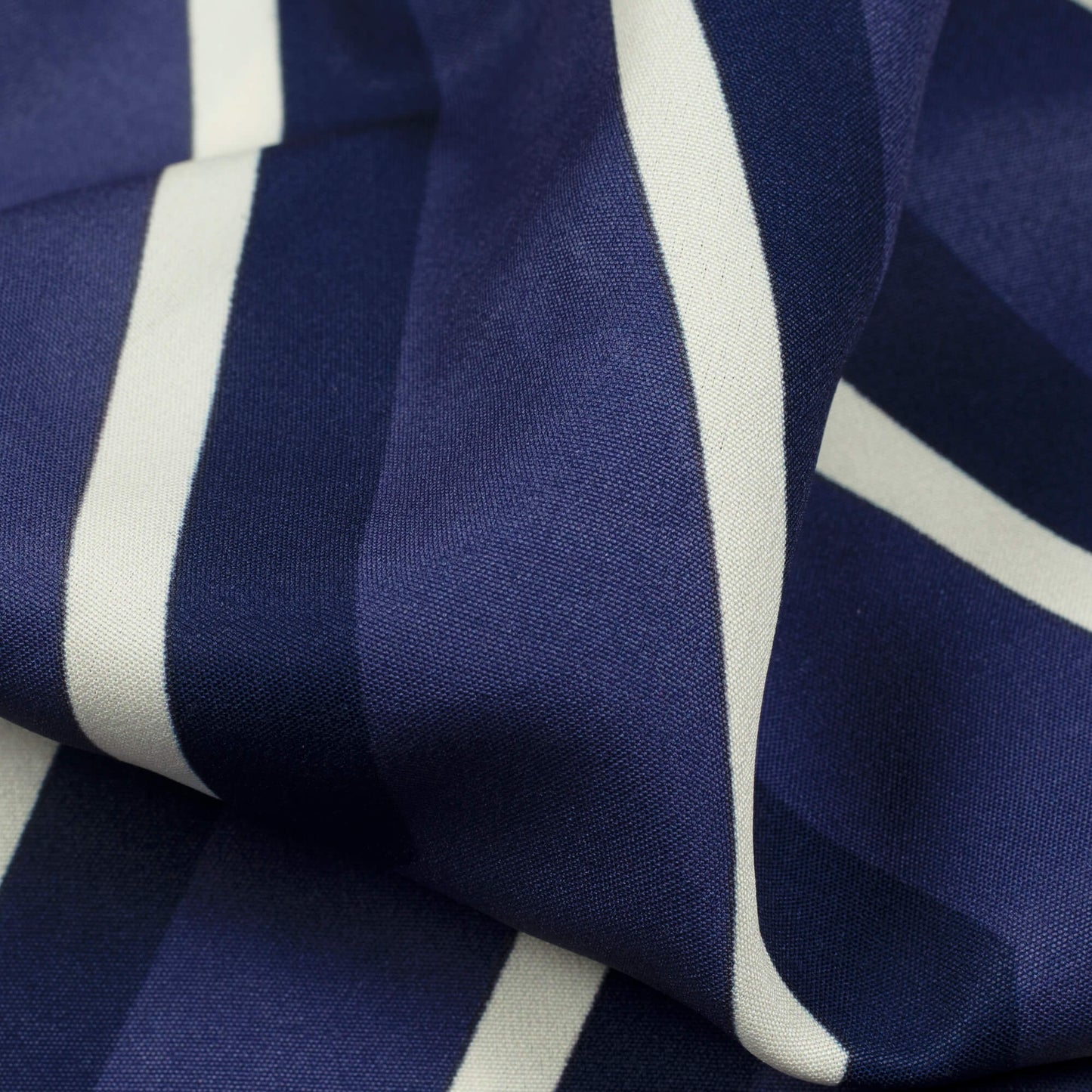 Prussian Blue And Cream Chevron Pattern Digital Print Ultra Premium Butter Crepe Fabric - Fabcurate