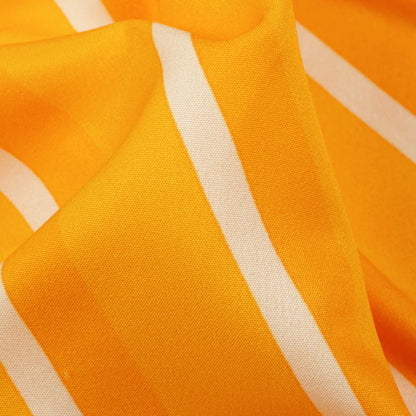 Honey Yellow And Cream Chevron Pattern Digital Print Ultra Premium Butter Crepe Fabric - Fabcurate