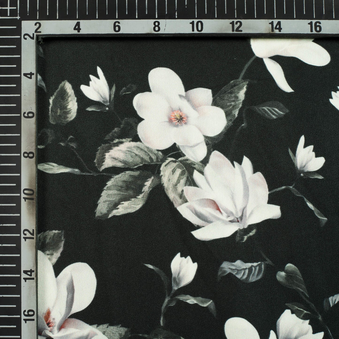 Black And Cream Floral Pattern Digital Print Ultra Premium Butter Crepe Fabric - Fabcurate