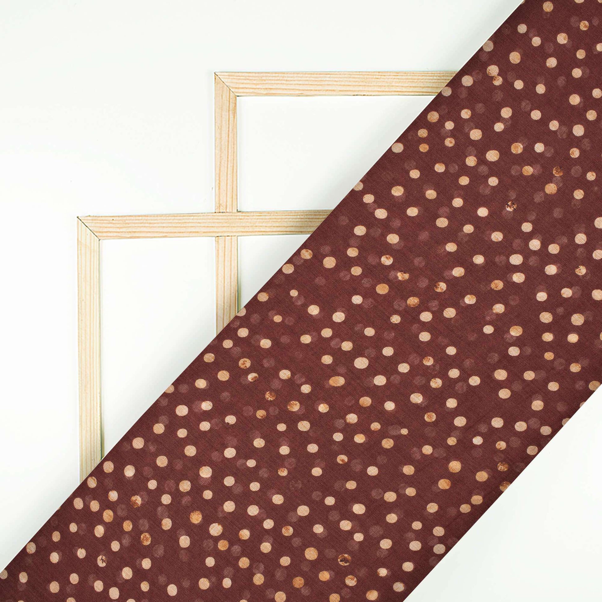 Coffee Brown And Beige Pattern Digital Print Pure Cotton Mulmul Fabric - Fabcurate