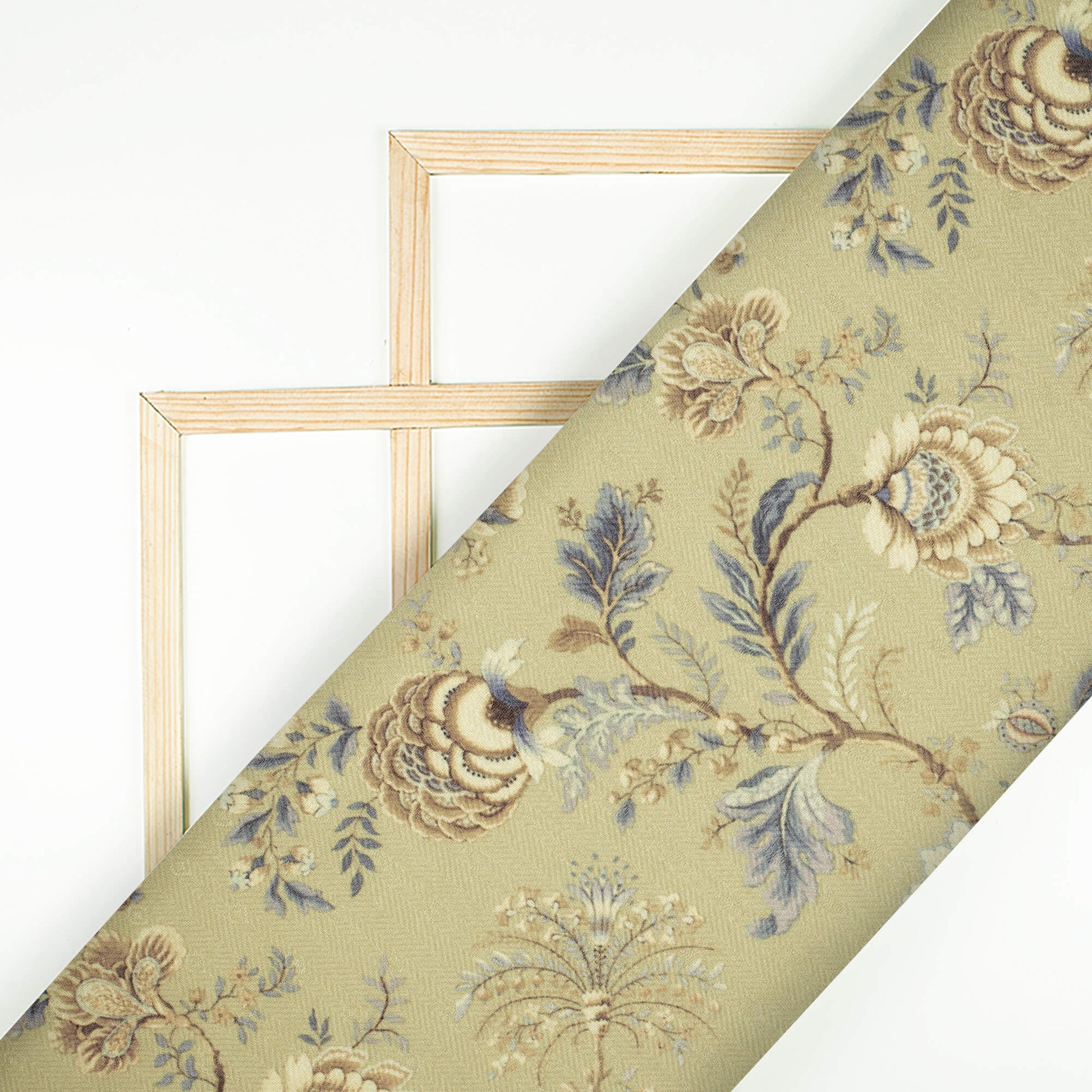 Beige Floral Pattern Digital Print Elegant Blend Pashmina Fabric - Fabcurate