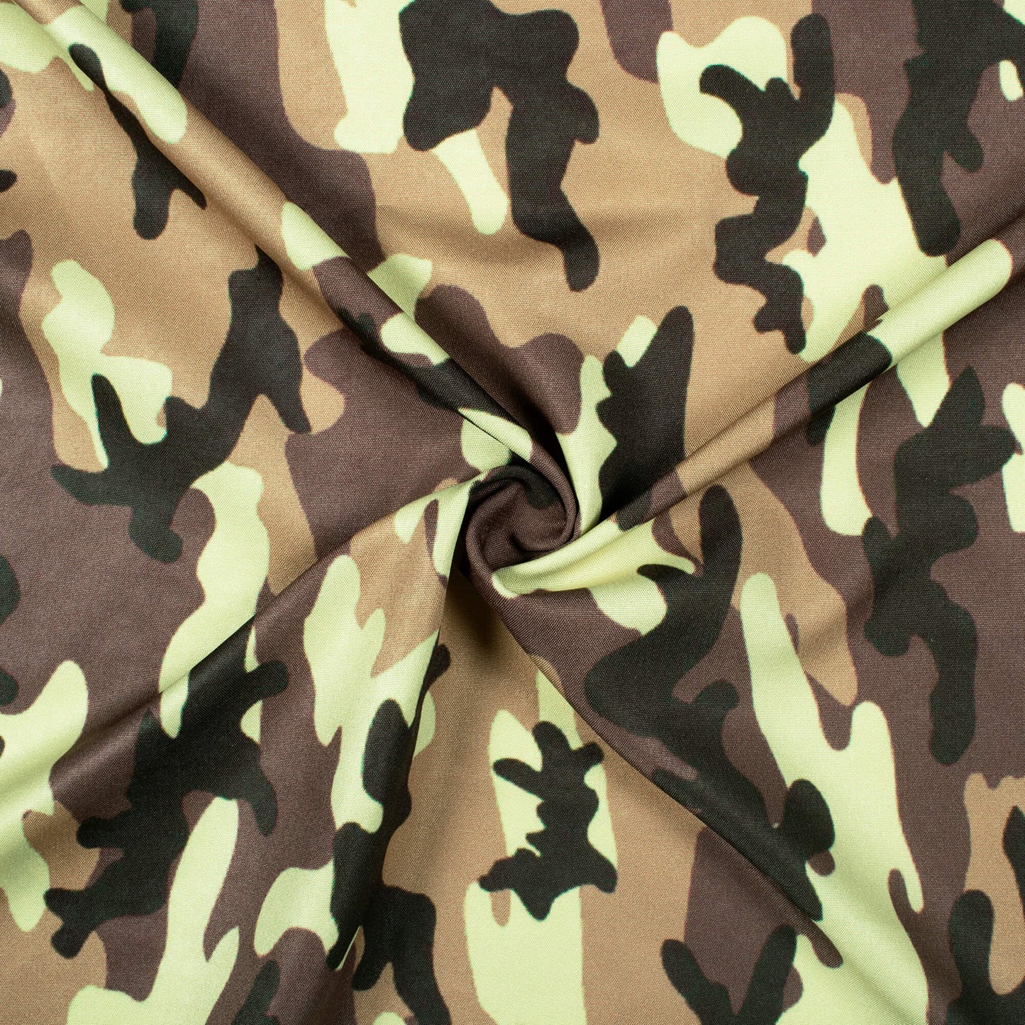 Brown And Black Camouflage Digital Print Ultra Premium Butter Crepe Fabric - Fabcurate