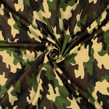 Ivory Cream And Black Camouflage Digital Print Ultra Premium Butter Crepe Fabric