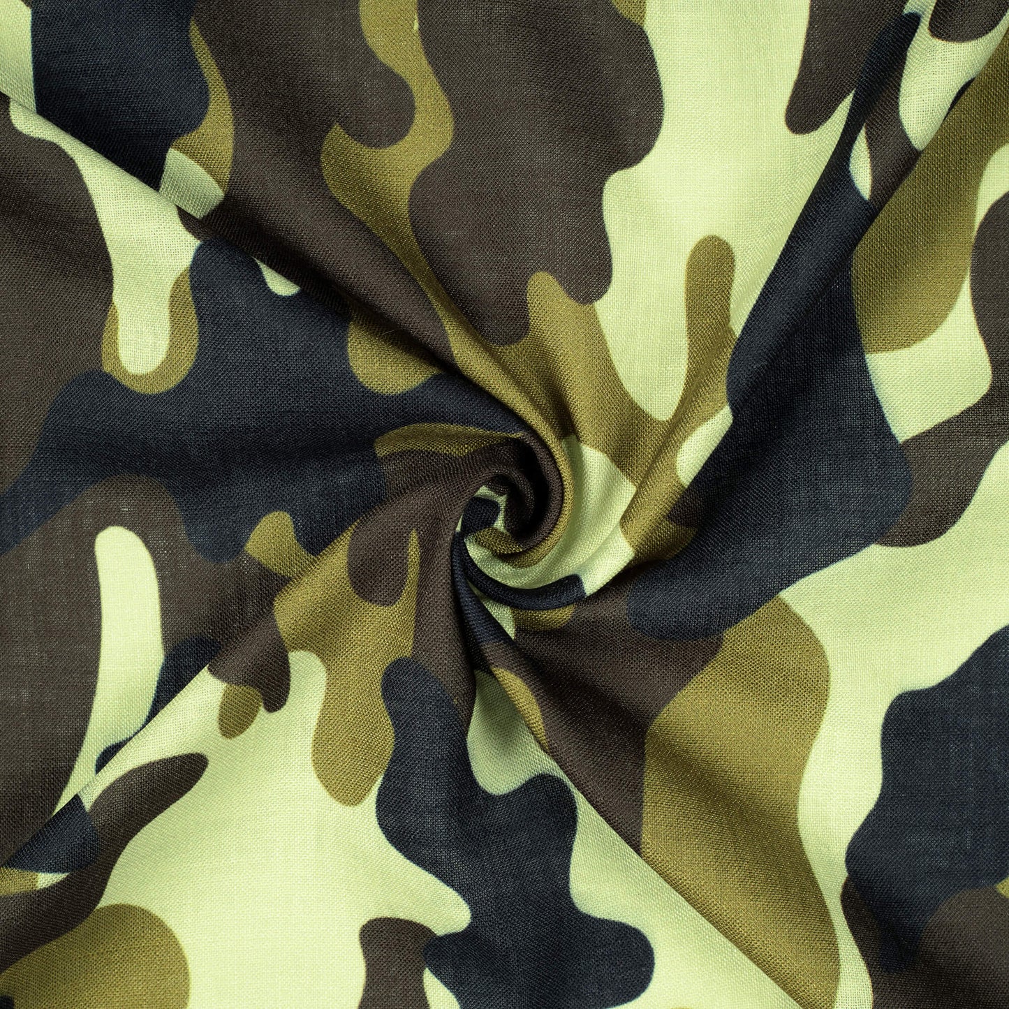 Brown And Cream Camouflage Digital Print Linen Textured Fabric (Width 56 Inches) - Fabcurate