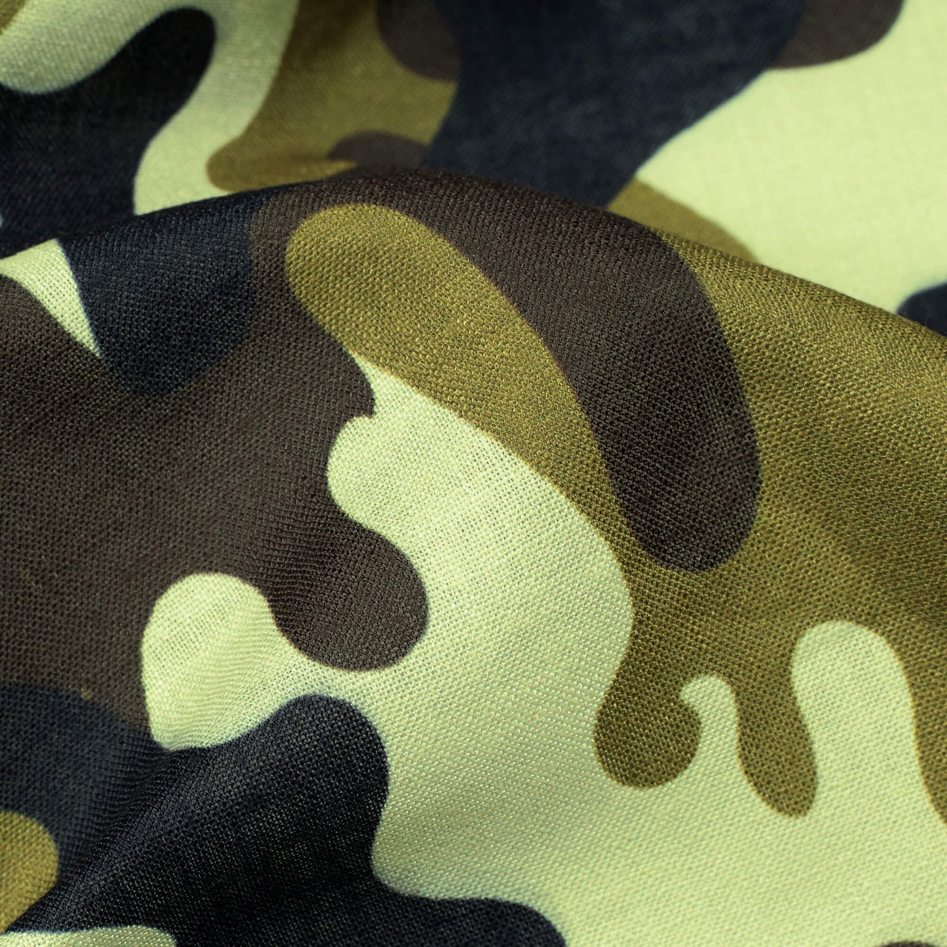 Brown And Cream Camouflage Digital Print Linen Textured Fabric (Width 56 Inches) - Fabcurate