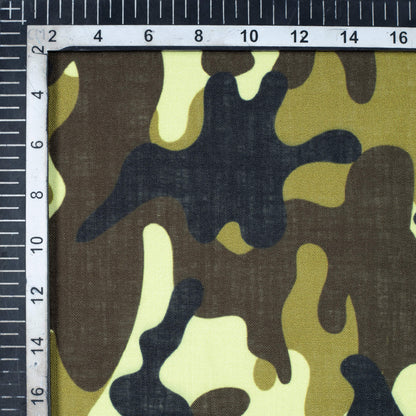 Brown And Cream Camouflage Digital Print Linen Textured Fabric (Width 56 Inches) - Fabcurate