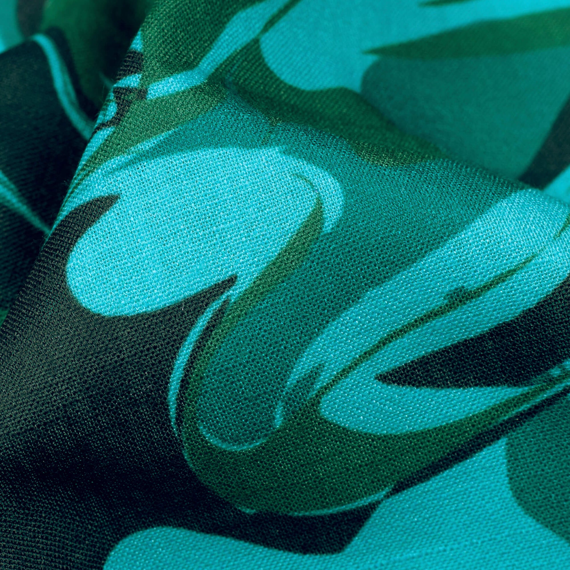 Turquoise And Army Green Camouflage Digital Print Linen Textured Fabric (Width 56 Inches) - Fabcurate