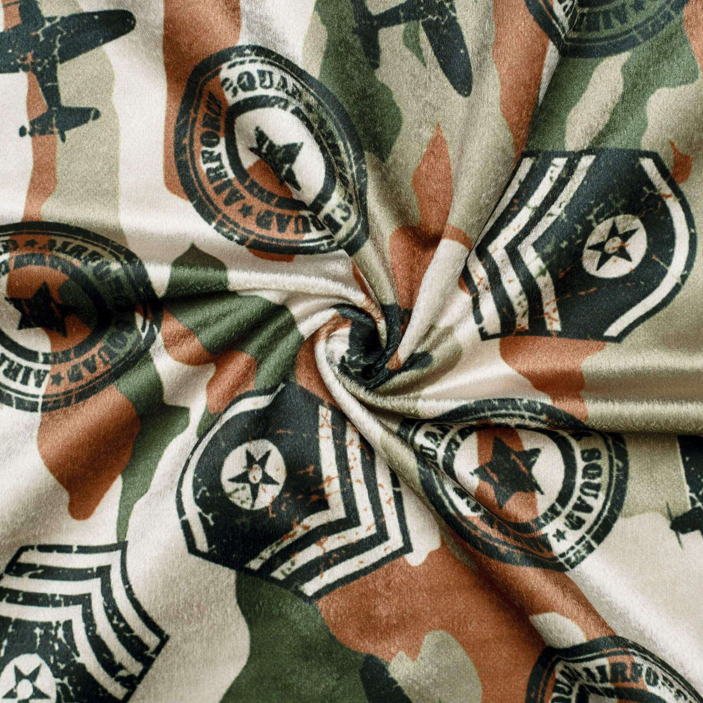 Pecan Brown And Army Green Camouflage Digital Print Velvet Fabric (Width 54 Inches) - Fabcurate