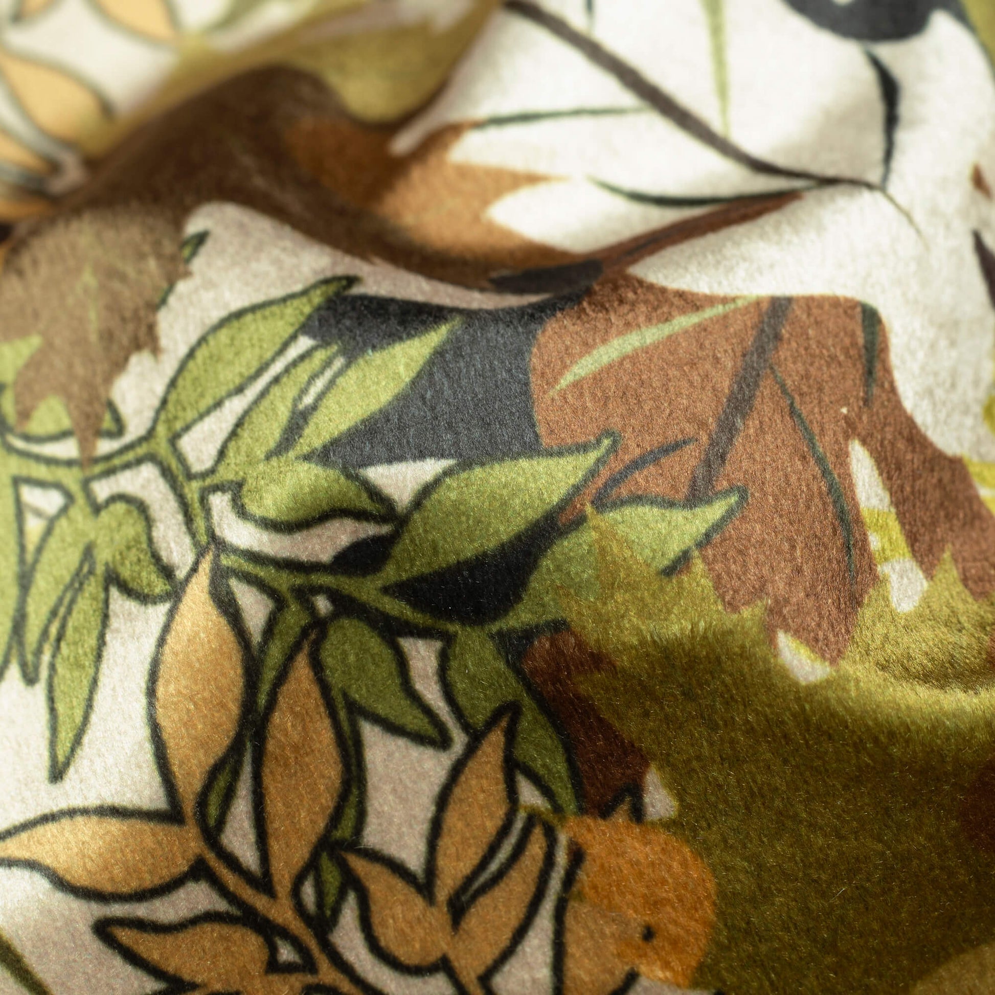 Olive Green Camouflage Digital Print Velvet Fabric (Width 54 Inches) - Fabcurate