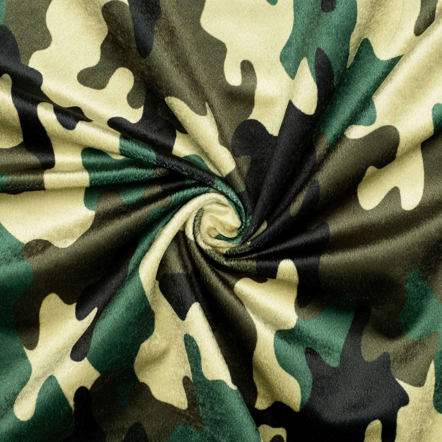 Army Green And Black Camouflage Digital Print Velvet Fabric (Width 54 Inches) - Fabcurate