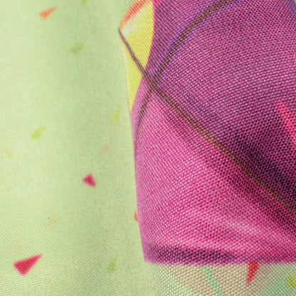 Pistachio Green And Fuchsia Kite Pattern Digital Print Ultra Premium Butter Crepe Fabric