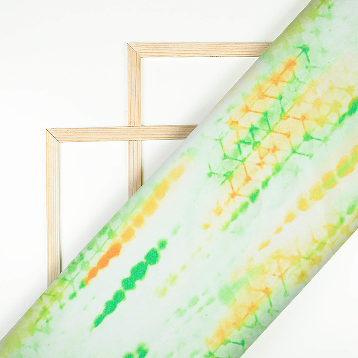 Tri-Color Shibori Pattern Digital Print Ultra Premium Butter Crepe Fabric - Fabcurate