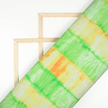 Tri-Color Tie & Dye Pattern Digital Print Ultra Premium Butter Crepe Fabric - Fabcurate