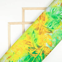 Tri-Color Leaf Pattern Digital Print Ultra Premium Butter Crepe Fabric - Fabcurate