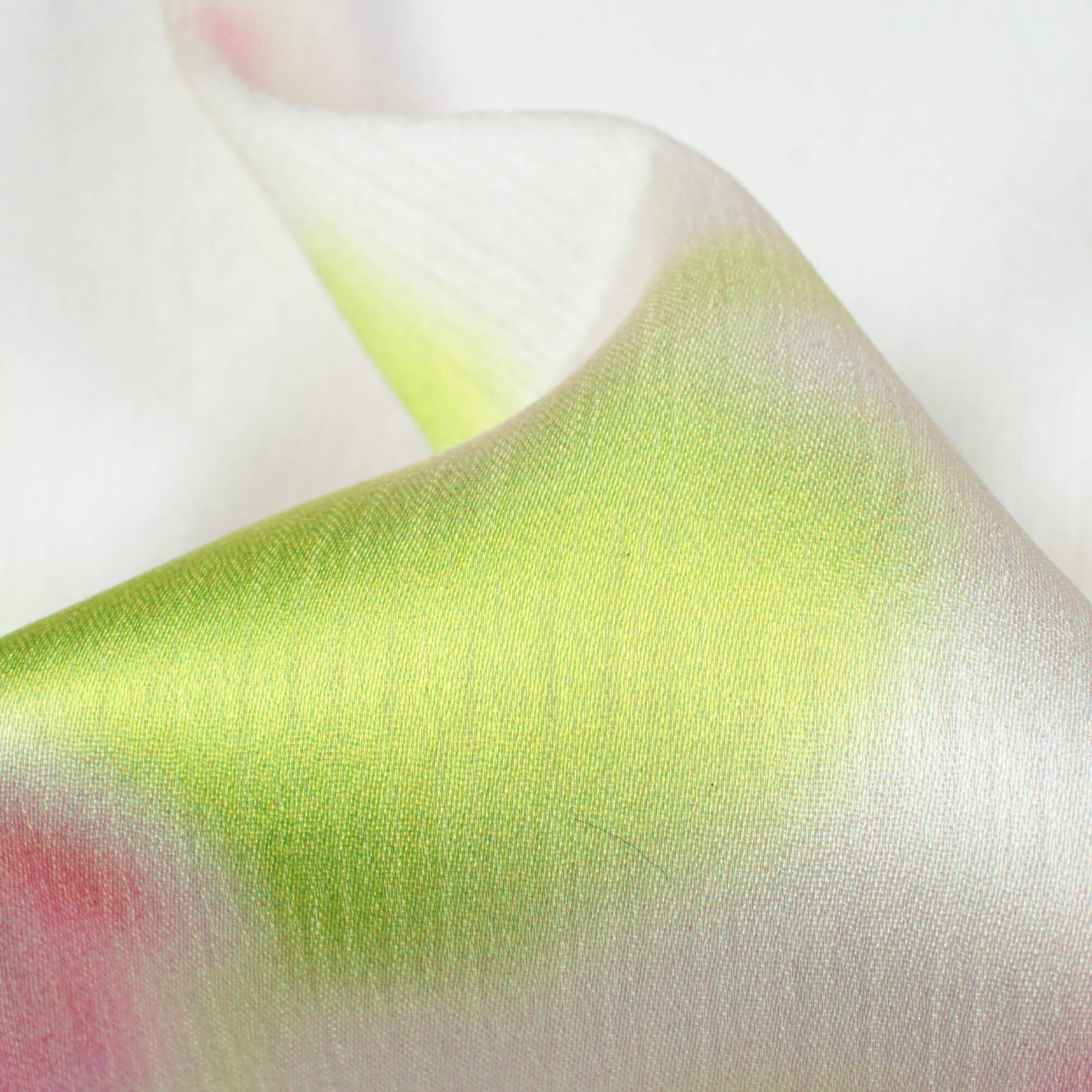 White And Pink Tie & Dye Pattern Digital Print Chiffon Satin Fabric - Fabcurate