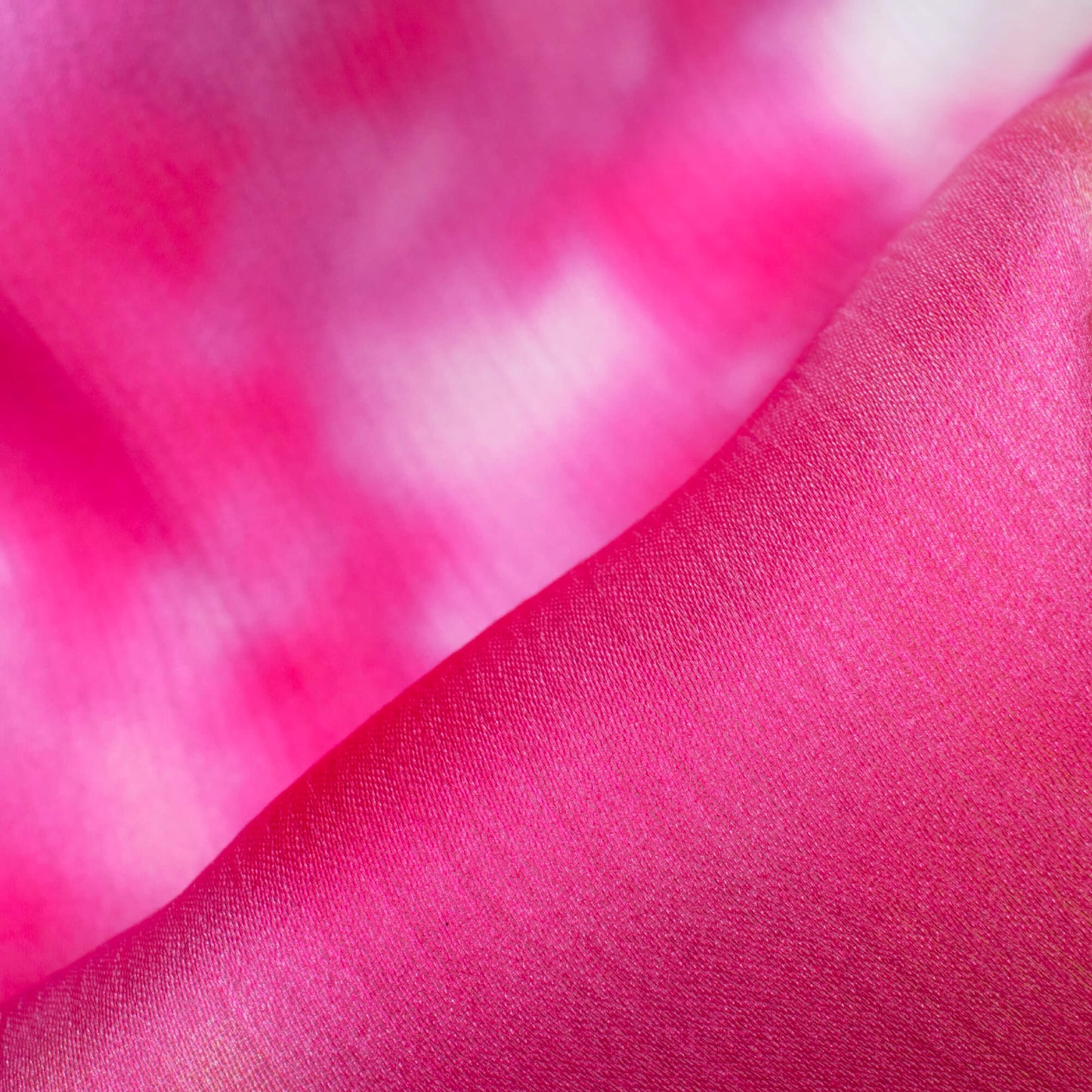 Fuchsia And Yellow Tie & Dye Pattern Digital Print Chiffon Satin Fabric - Fabcurate