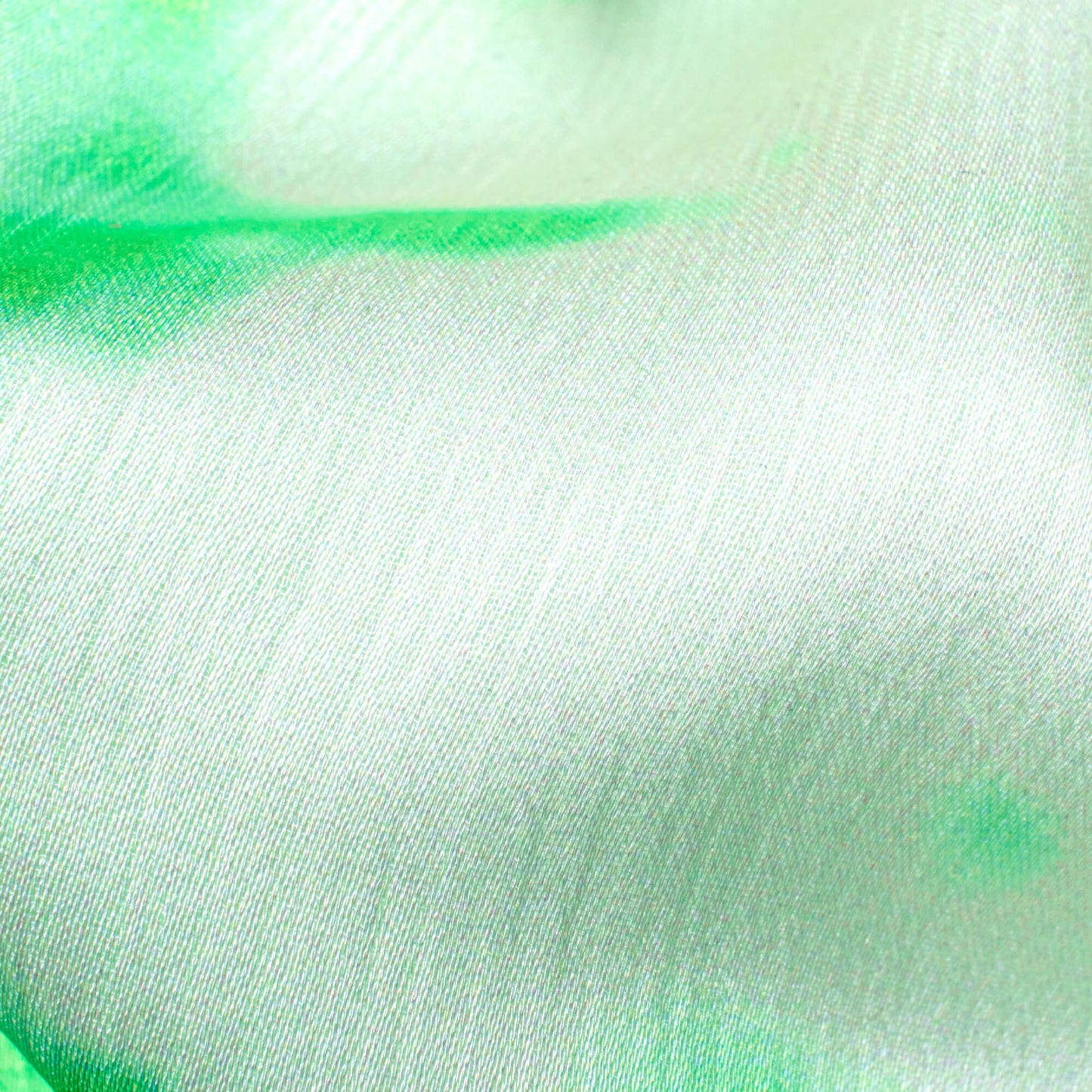 Off White And Liril Green Tie & Dye Pattern Digital Print Chiffon Satin Fabric - Fabcurate