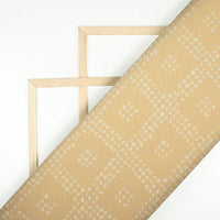 Beige And White Bandhani Pattern Digital Print Chiffon Satin Fabric - Fabcurate
