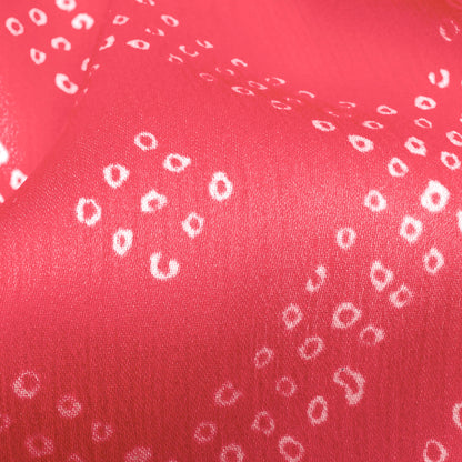 Magenta Pink And White Bandhanii Pattern Digital Print Chiffon Satin Fabric