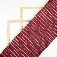Maroon And White Bandhani Pattern Digital Print Chiffon Satin Fabric - Fabcurate