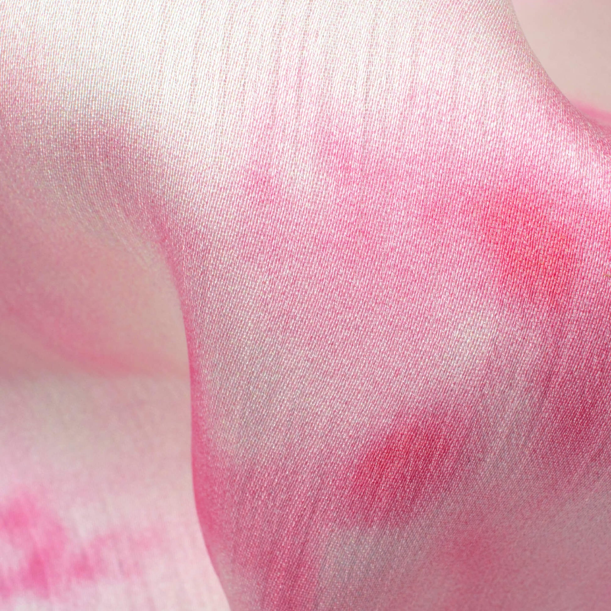 Off White And Pink Tie & Dye Pattern Digital Print Chiffon Satin Fabric - Fabcurate