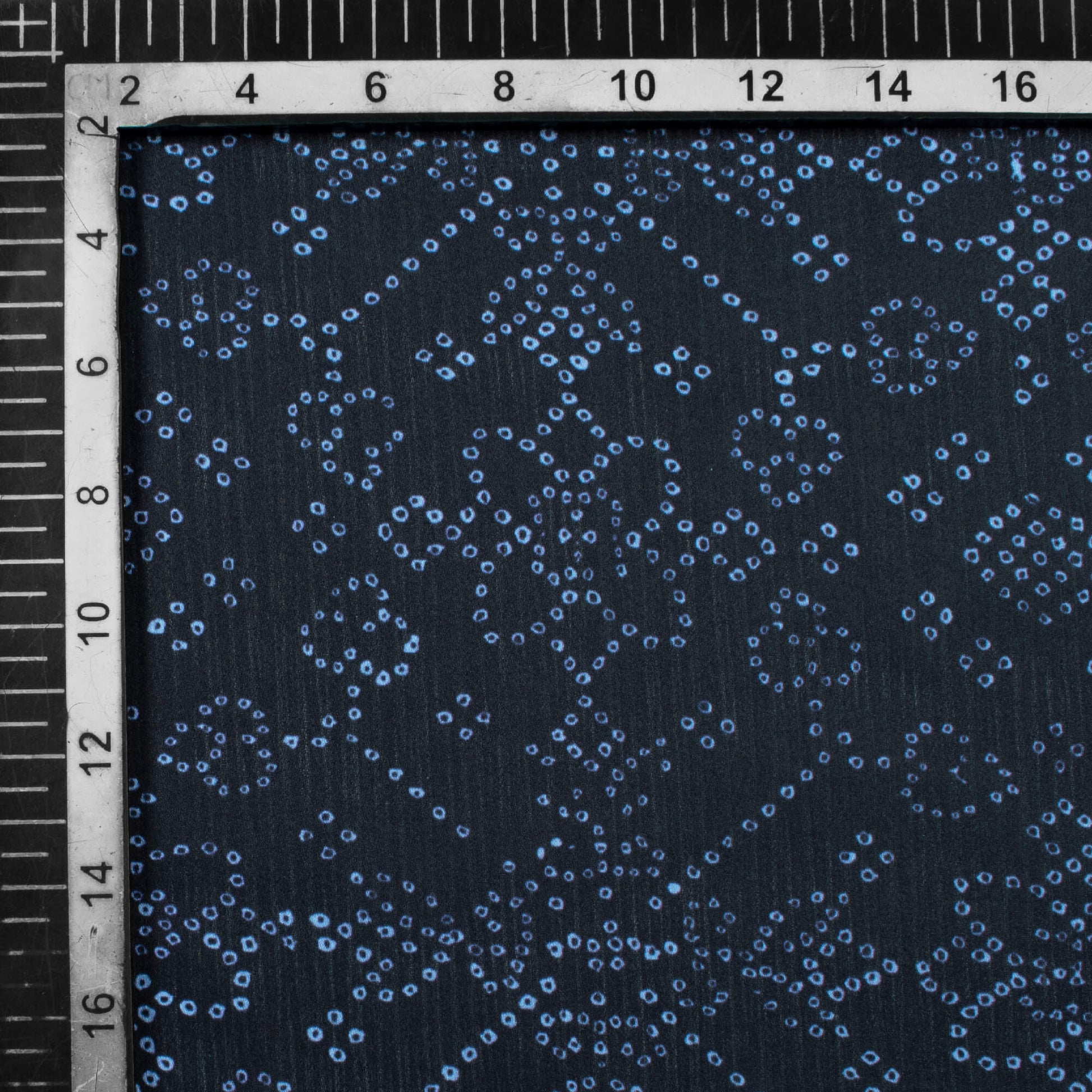 Black Bandhani Pattern Digital Print Chiffon Satin Fabric - Fabcurate