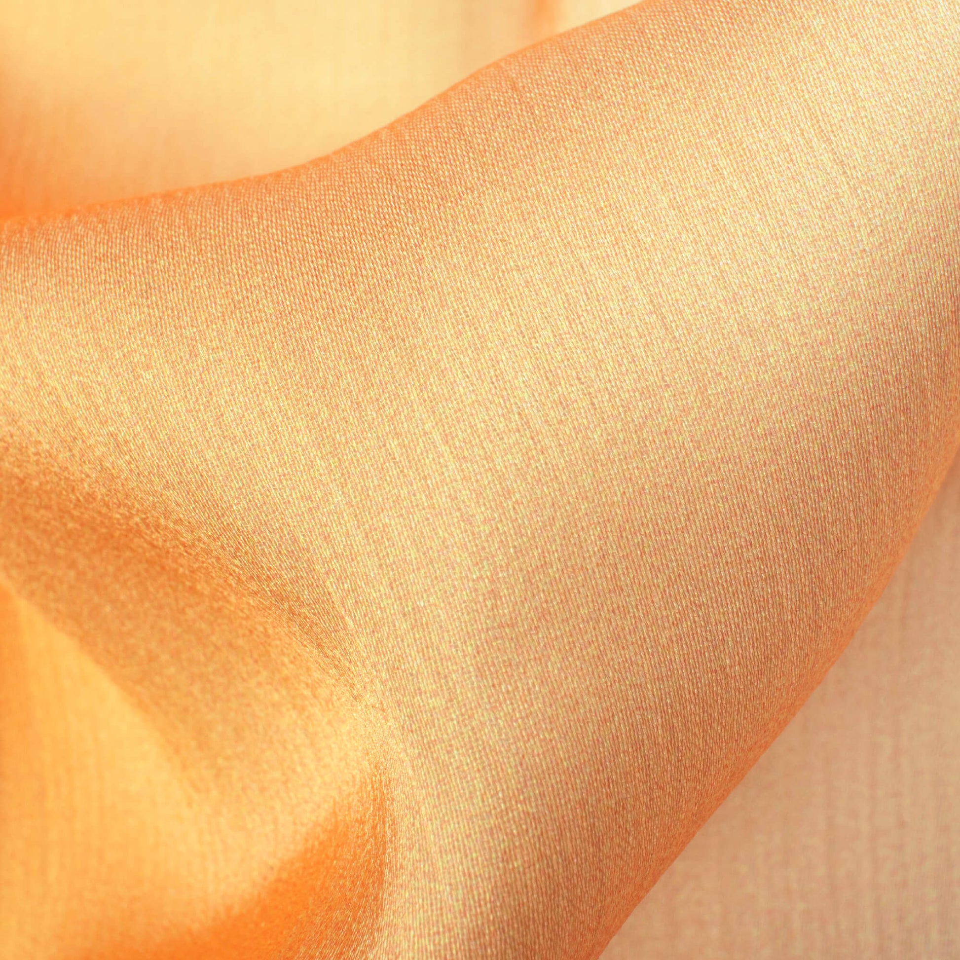 Orange And Ivory Cream Ombre Pattern Digital Print Chiffon Satin Fabric - Fabcurate