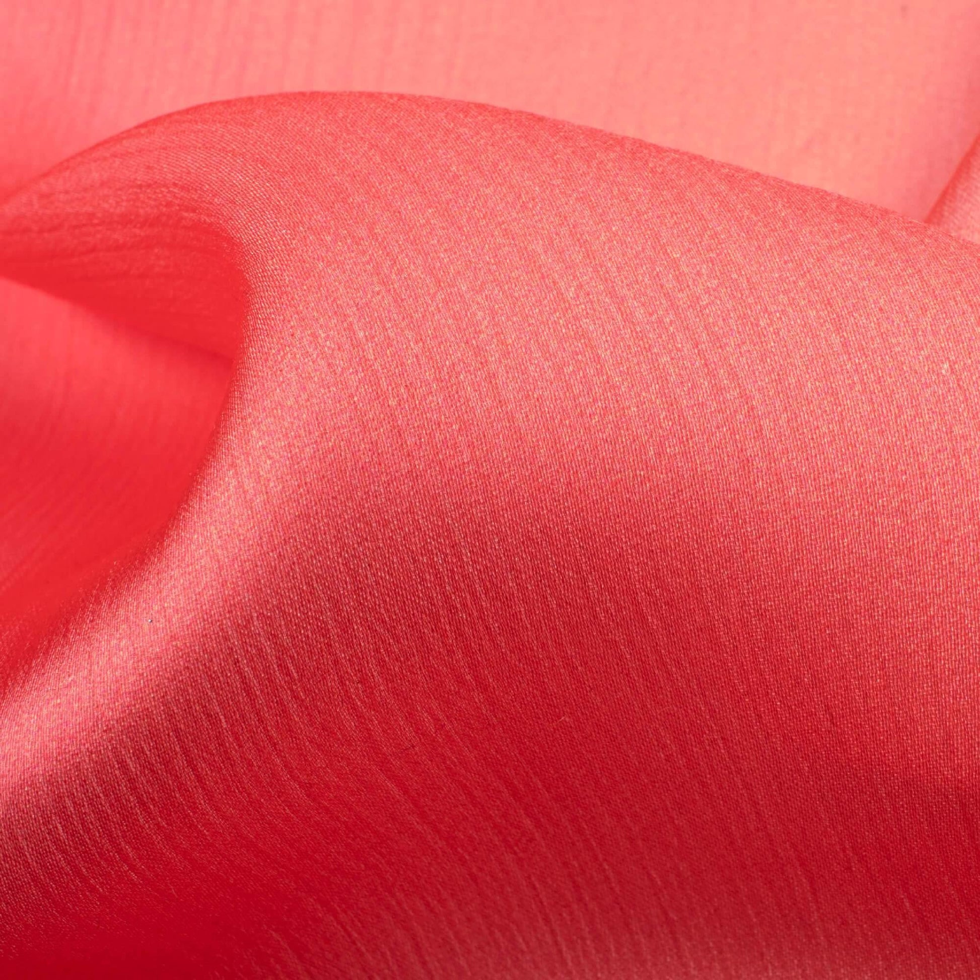 (Cut Piece 0.9 Mtr) Maroon And Baby Pink Ombre Pattern Digital Print Chiffon Satin Fabric - Fabcurate