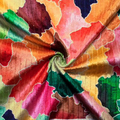 Multi-Color Abstract Pattern Sequins Digital Print Superior Velvet Fabric (Width 54 Inches) - Fabcurate