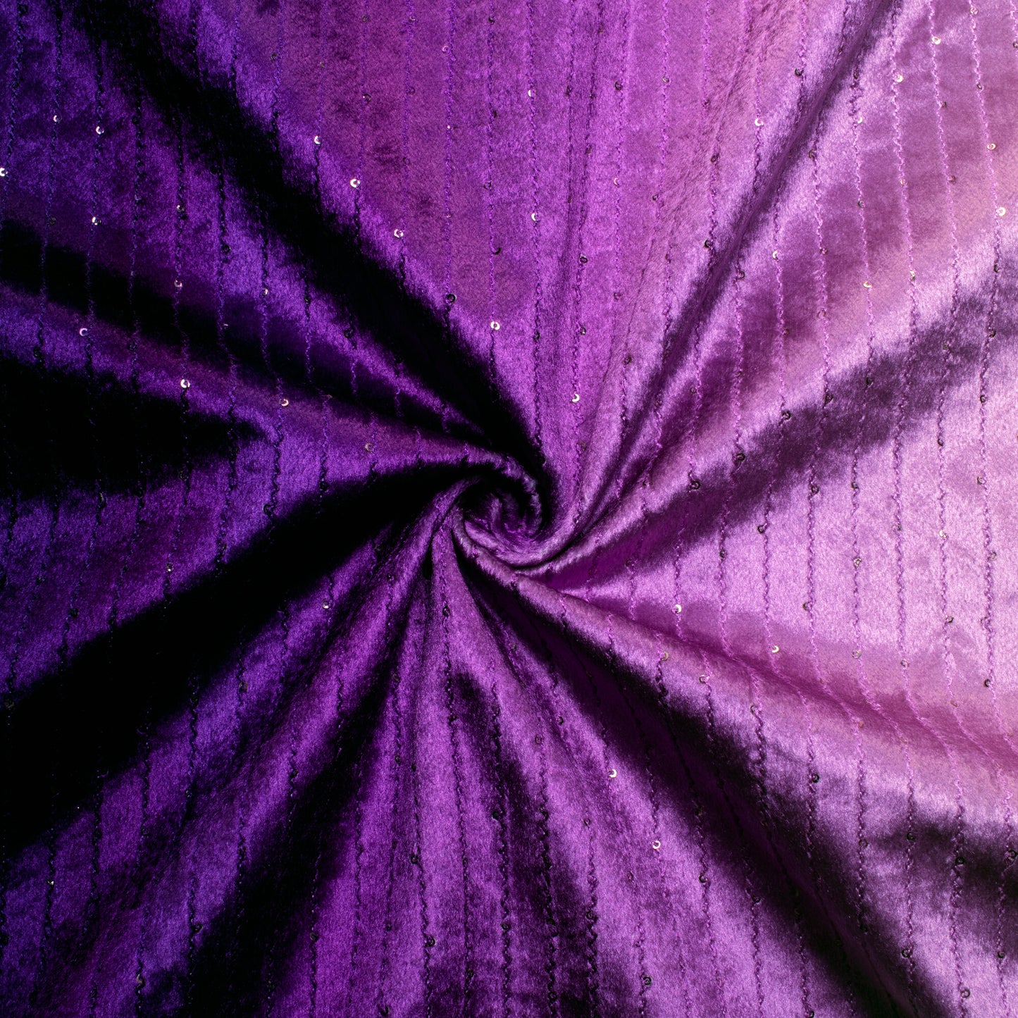 Purple Ombre Pattern Sequins Digital Print Superior Velvet Fabric (Width 54 Inches) - Fabcurate