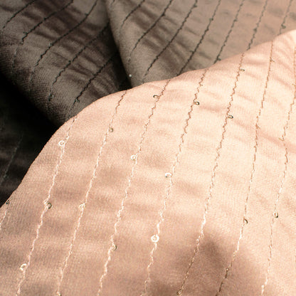 Cream And Black Ombre Pattern Sequins Digital Print Superior Velvet Fabric (Width 58 Inches)