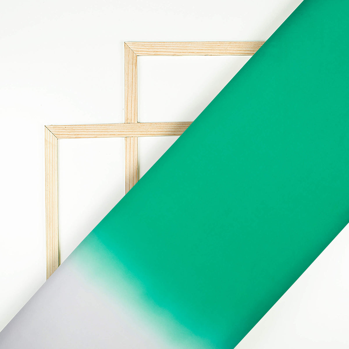 Aqua Green And Off White Ombre Pattern Digital Print Rayon Fabric - Fabcurate